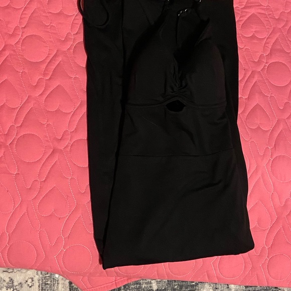 Bombshell sportswear. dresses. Tan black and red Halter Neck Dress - Picture 2 of 3